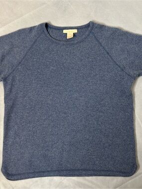 J. Jill Cashmere Blouse Blue Short-Sleeve Top quiet Luxury Minimalist Capsule XS